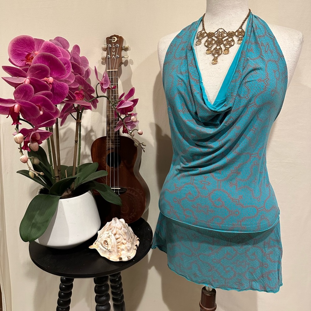 Gorgeous Onanya shipibo halter mini dress
